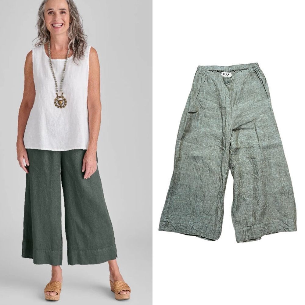 FLAX Vented Cuff Linen Pant Size Small